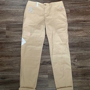 Ralph Lauren Girl’s Embroidered Khaki Chino Pants Size 16